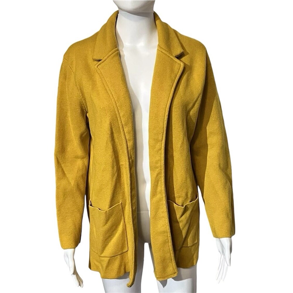Magaschoni Cardigan Sweater Womens Wool Open Front Knit Vintage Glamour Chic